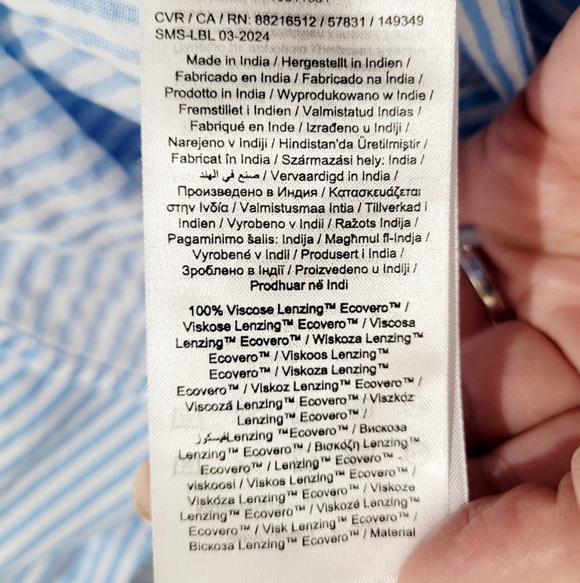 Vero Moda Woman's Oversize Size Small Button Up Shirt Blue White Stripe Blouse - Picture 14 of 14